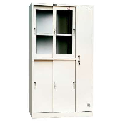 metal furniture detachable clear glass 5 compartment sliding door steel locker cupboard