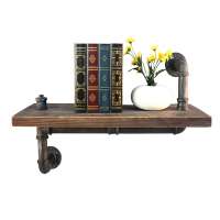 Industrial furniture solid wood metal frame wall shelf